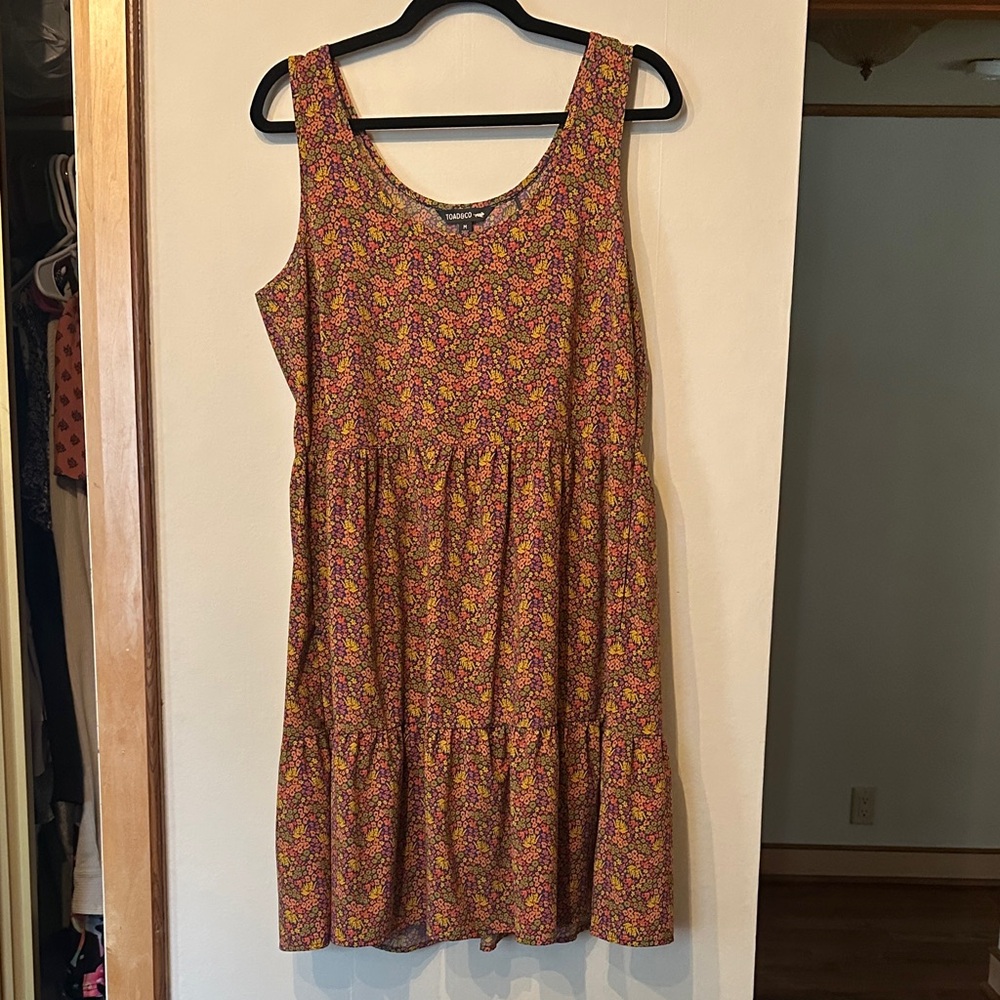Toad&Co Floral Tank Dress in Rust, Yellow, Pink